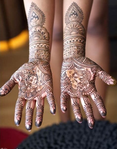 krishna radha mehndi design