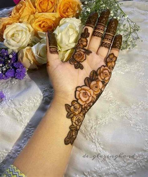 simple rose flower mehndi design