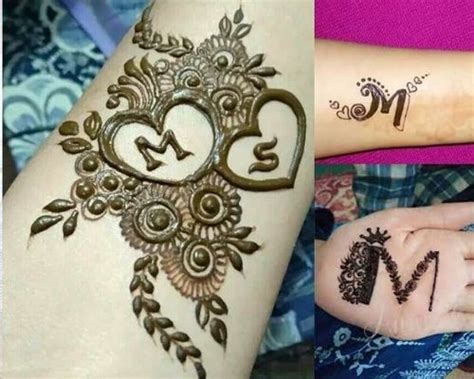 m alphabet mehndi design